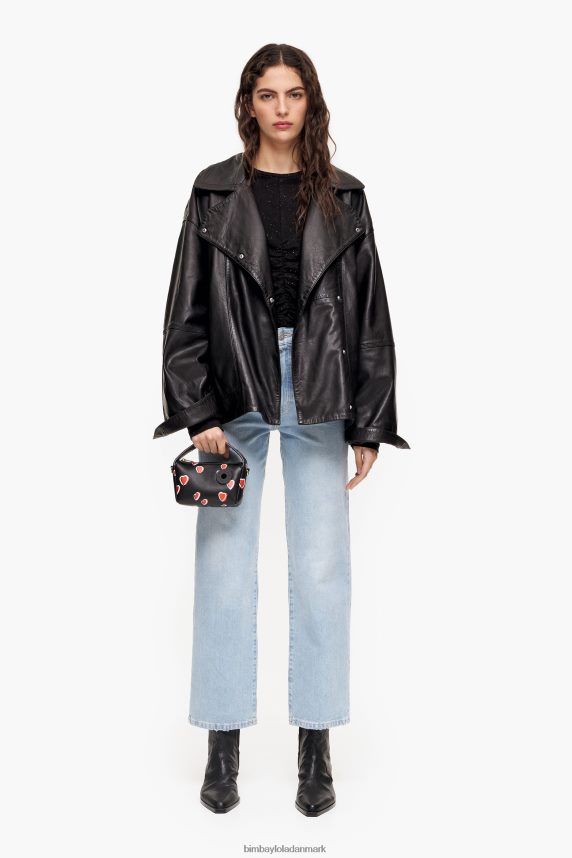 Bimba Y Lola hjerter læder hobo taske 46TD4J60sort