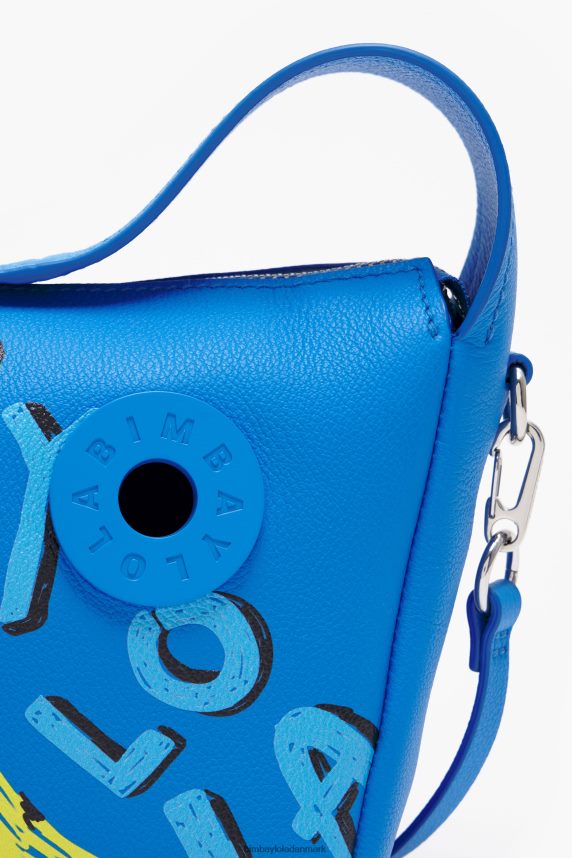 Bimba Y Lola læder byl bananprint hobo taske 46TD4J56blå