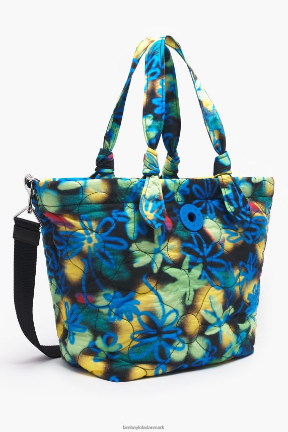 Bimba Y Lola graffiti blomster nylon shopper taske 46TD4J132blå