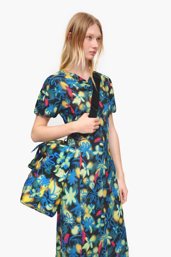 Bimba Y Lola graffiti blomster nylon shopper taske 46TD4J132blå