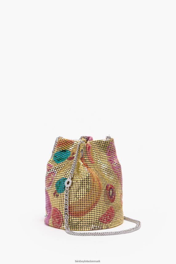 Bimba Y Lola bananer mix print mesh taske bøttepose 46TD4J146gylden