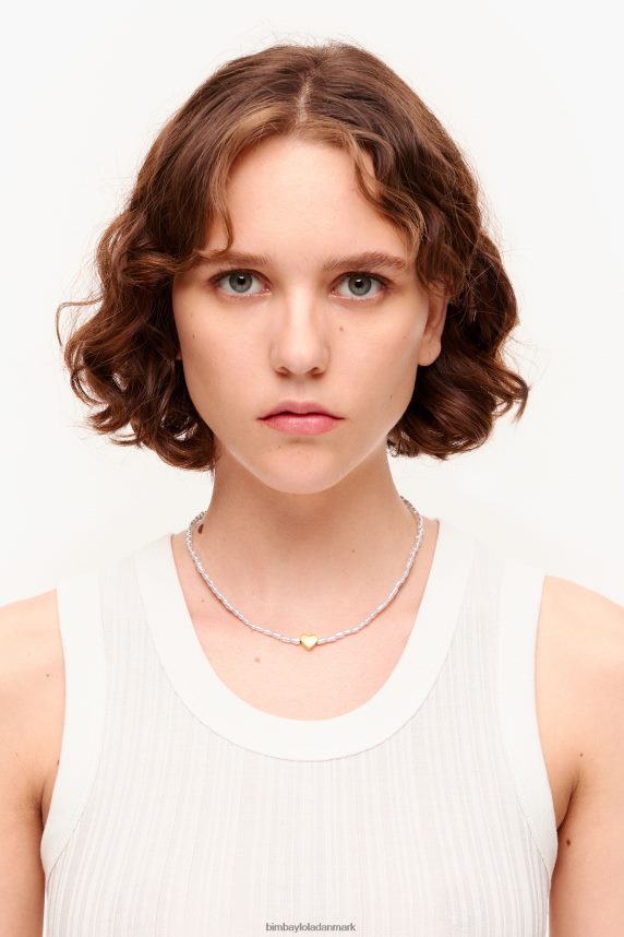 Bimba Y Lola kort hjerte halskæde med perler 46TD4J788gylden