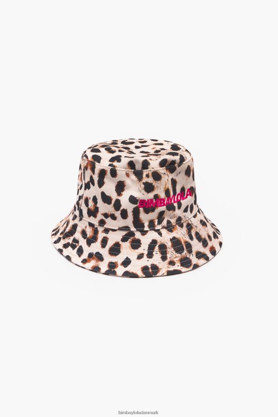 Bimba Y Lola bøttehat i bomuld med leopardprint 46TD4J866naturlig