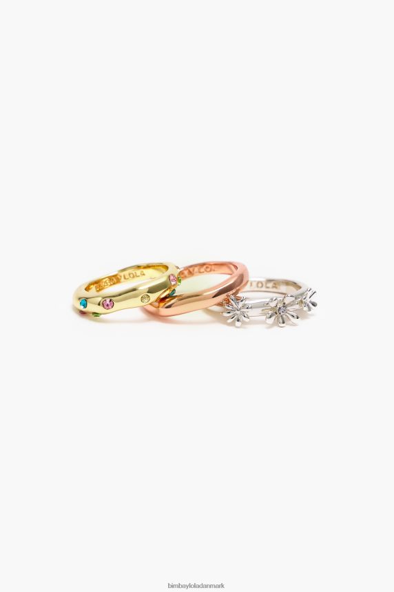 Bimba Y Lola ring sæt 46TD4J684blomster og krystaller