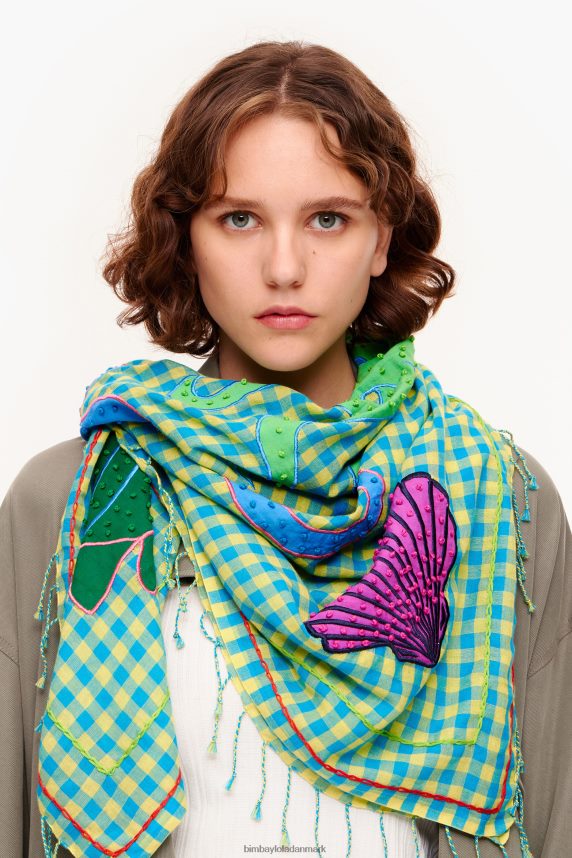Bimba Y Lola broderet gingham sjal 46TD4J633gul