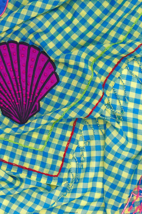 Bimba Y Lola broderet gingham sjal 46TD4J633gul