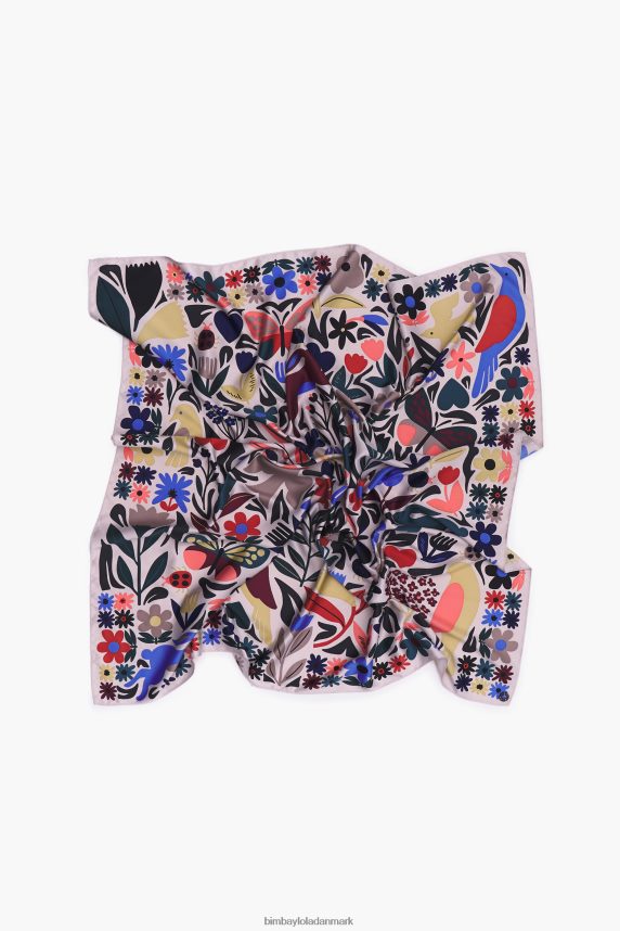 Bimba Y Lola dyr og blomster tørklæde 46TD4J647lysegrå