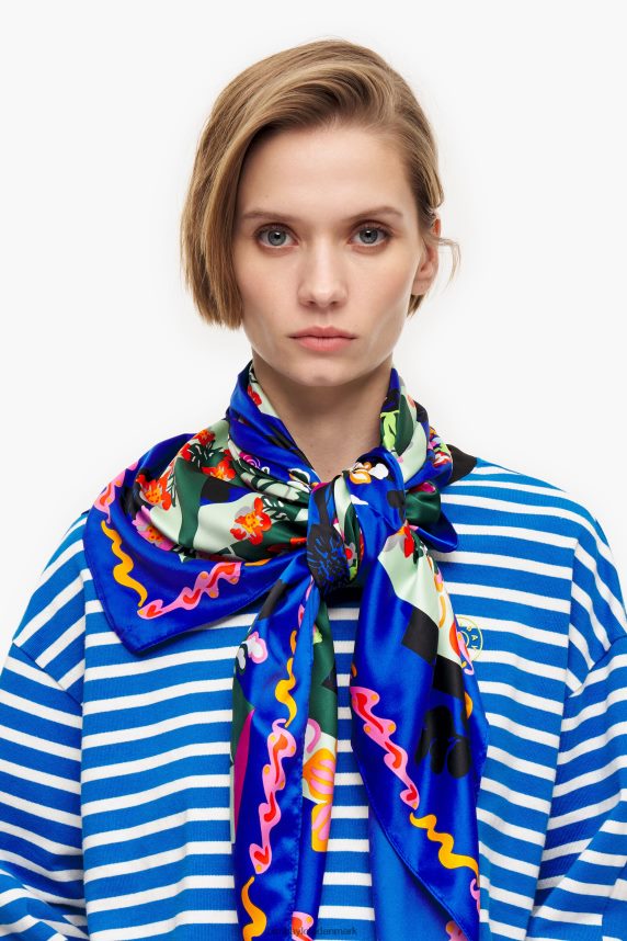 Bimba Y Lola geometriske blomster og logo tørklæde 46TD4J628blå