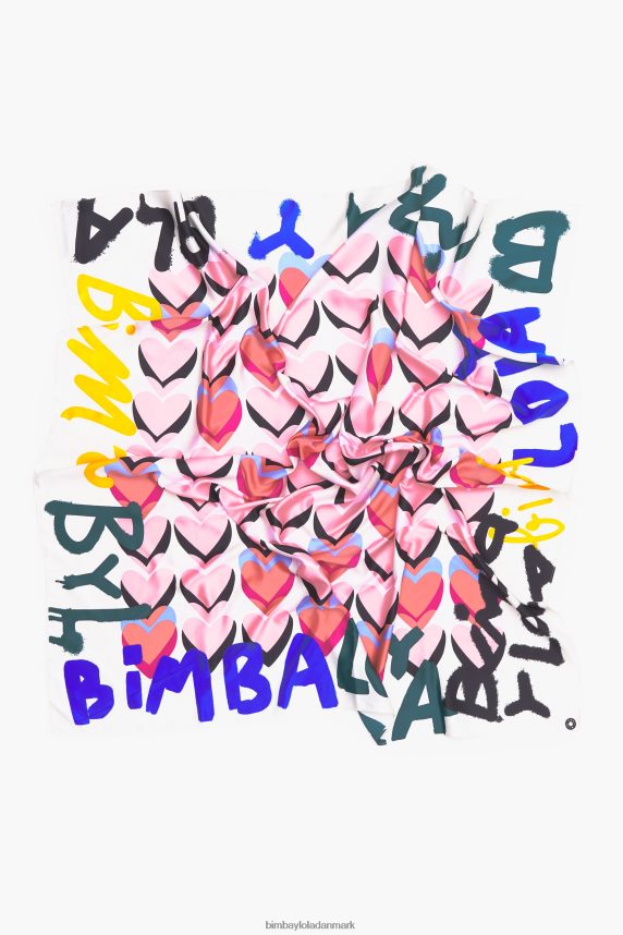 Bimba Y Lola hjerter graffiti logo tørklæde 46TD4J614off-white