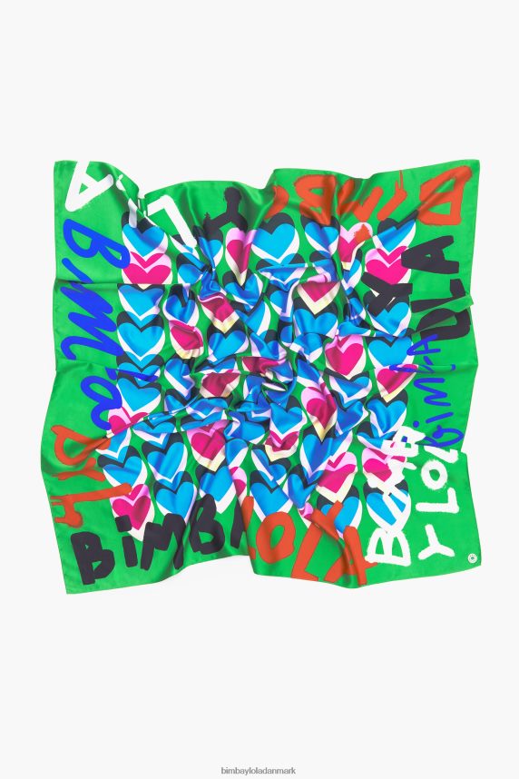Bimba Y Lola hjerter graffiti logo tørklæde 46TD4J616grøn
