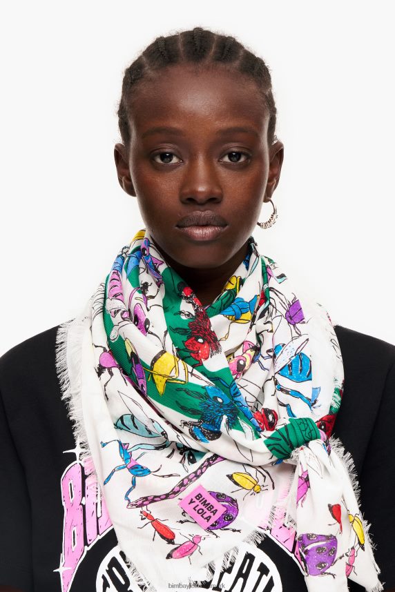 Bimba Y Lola insekter og logo sjal 46TD4J641off-white
