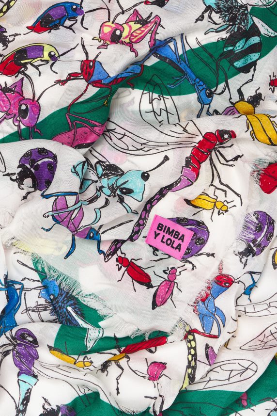 Bimba Y Lola insekter og logo sjal 46TD4J641off-white