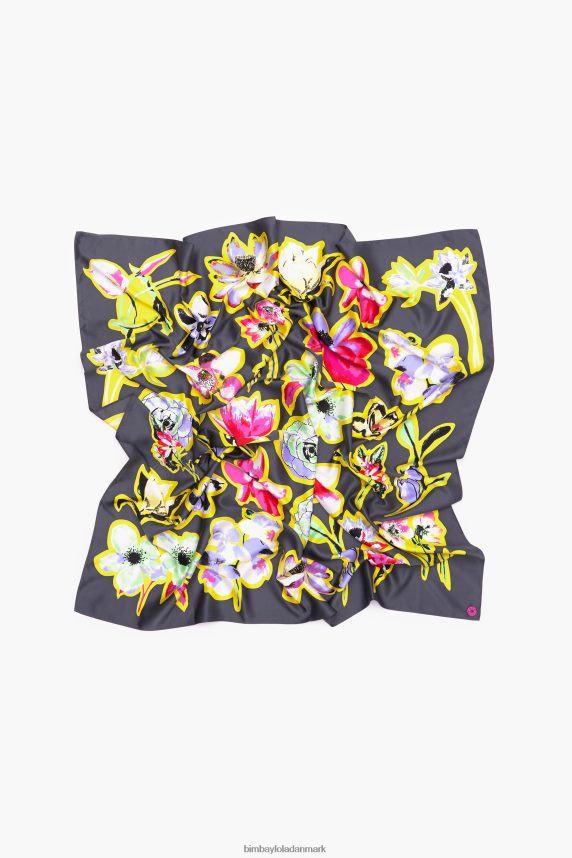 Bimba Y Lola mørkt blomstret tørklæde 46TD4J604grå