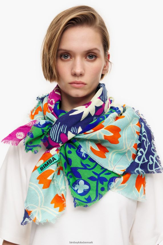 Bimba Y Lola patchwork sjal 46TD4J650akvamarin