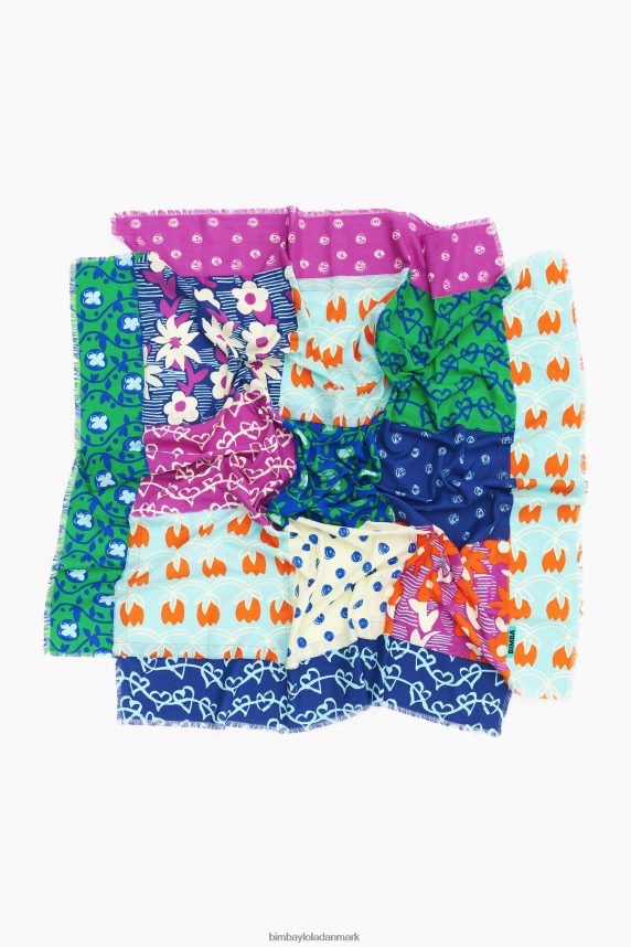 Bimba Y Lola patchwork sjal 46TD4J650akvamarin