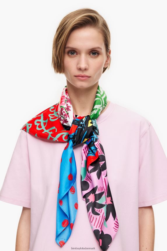 Bimba Y Lola tørklæde med patchwork print 46TD4J649blå