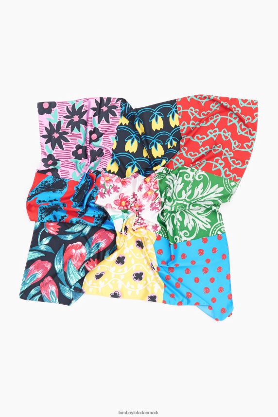 Bimba Y Lola tørklæde med patchwork print 46TD4J649blå