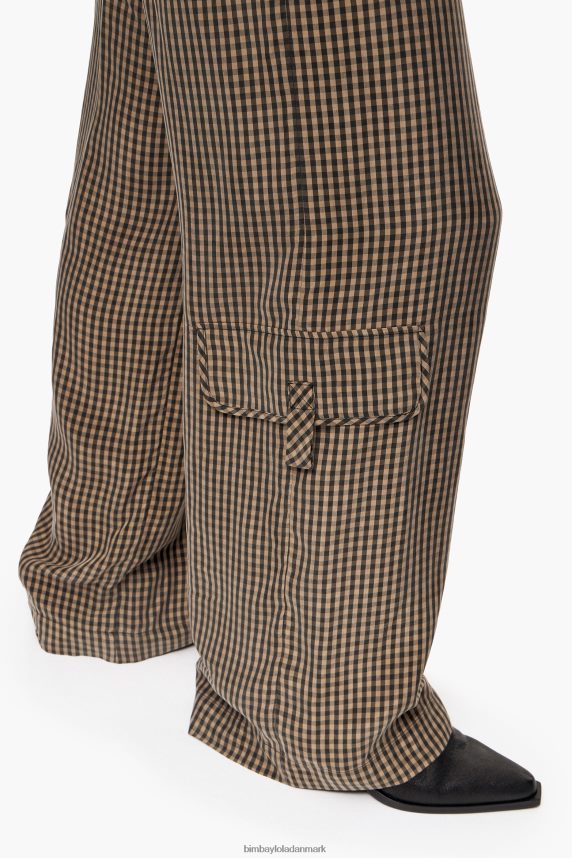 Bimba Y Lola gingham cupro bukser 46TD4J438sort og brun