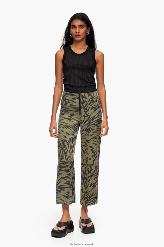 Bimba Y Lola khaki butterfly wing tofarvede bukser 46TD4J402flyder