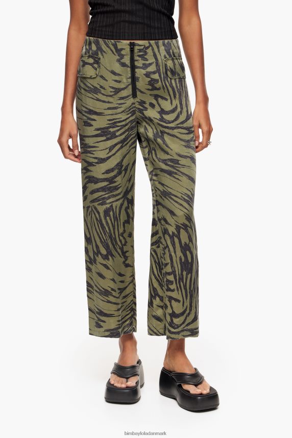 Bimba Y Lola khaki butterfly wing tofarvede bukser 46TD4J402flyder