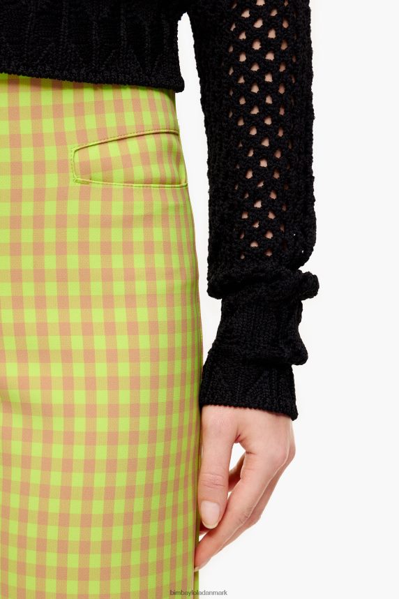 Bimba Y Lola stræk gingham bukser 46TD4J436lime og brun