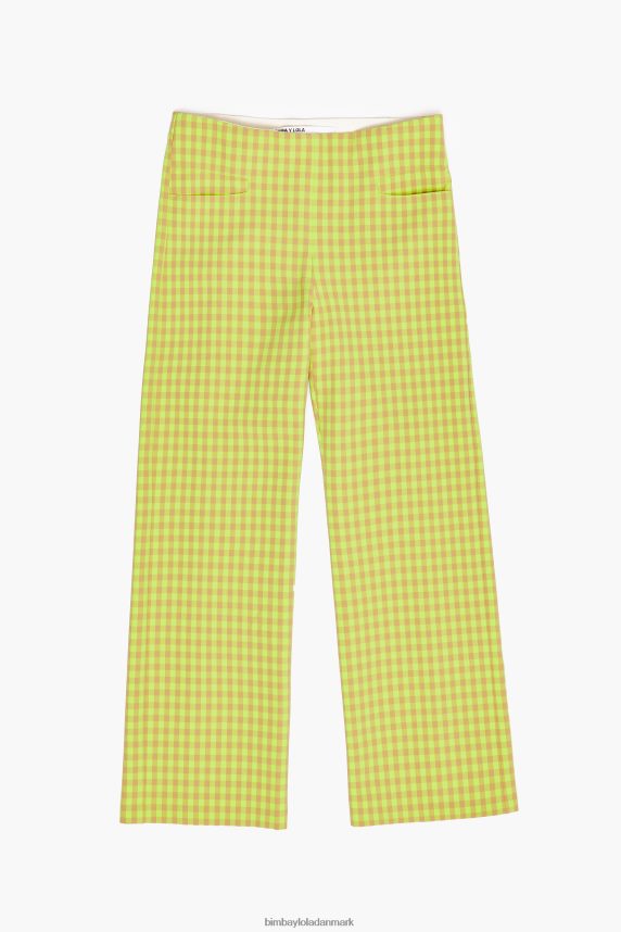 Bimba Y Lola stræk gingham bukser 46TD4J436lime og brun