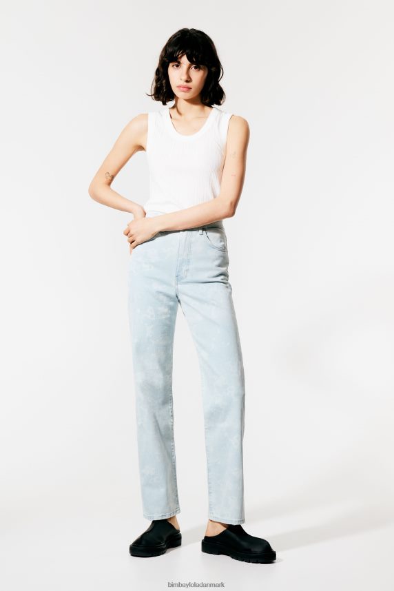 Bimba Y Lola straight cropped - camouflage panda print straight jeans 46TD4J528blå