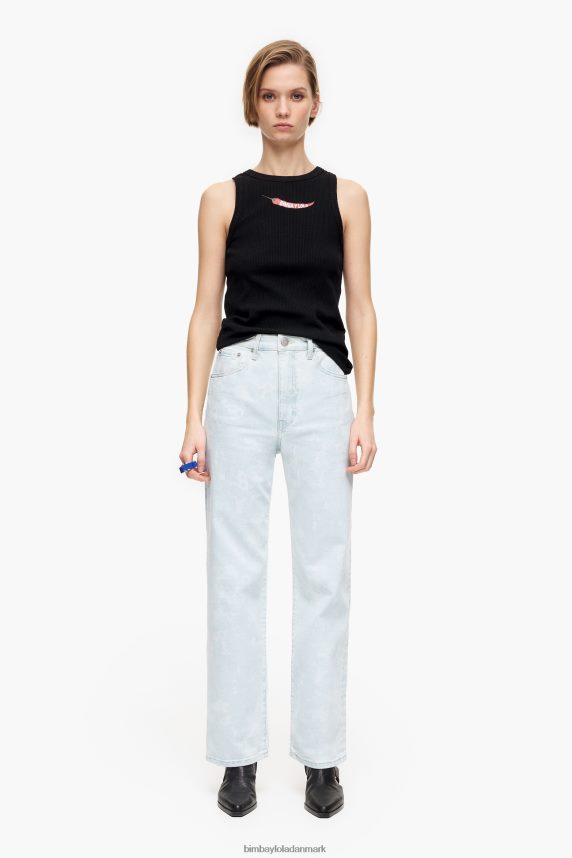 Bimba Y Lola straight cropped - camouflage panda print straight jeans 46TD4J529blå