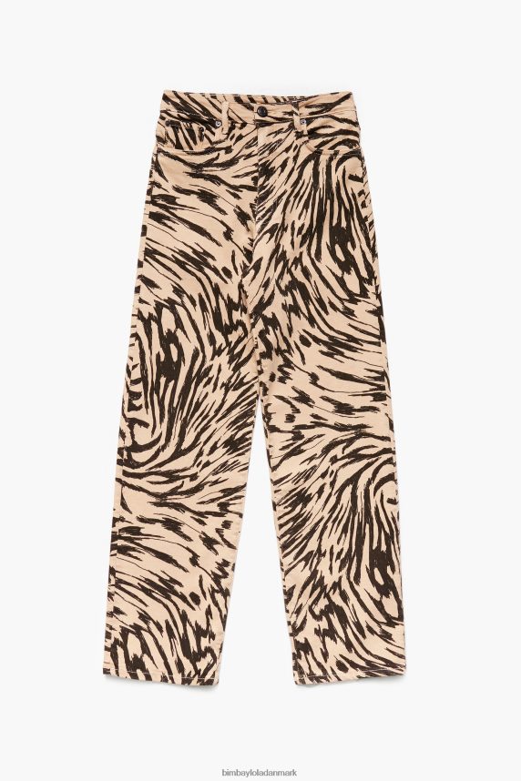 Bimba Y Lola straight cropped jeans med sommerfuglevingeprint 46TD4J425naturlig