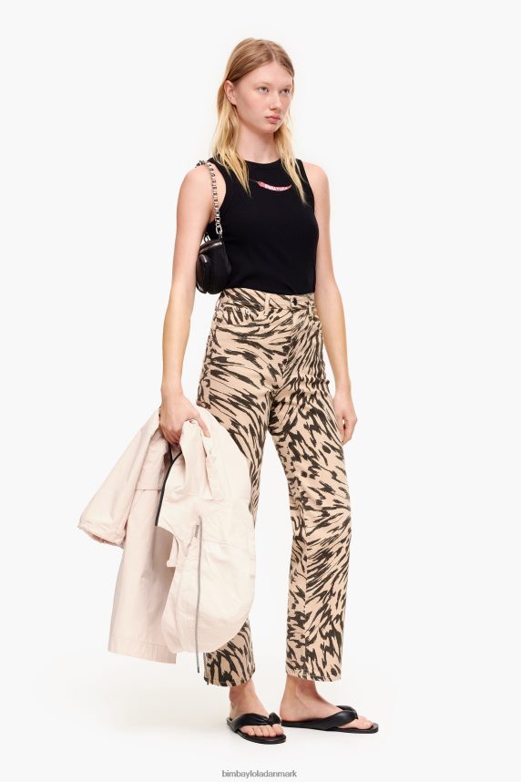 Bimba Y Lola straight cropped jeans med sommerfuglevingeprint 46TD4J425naturlig