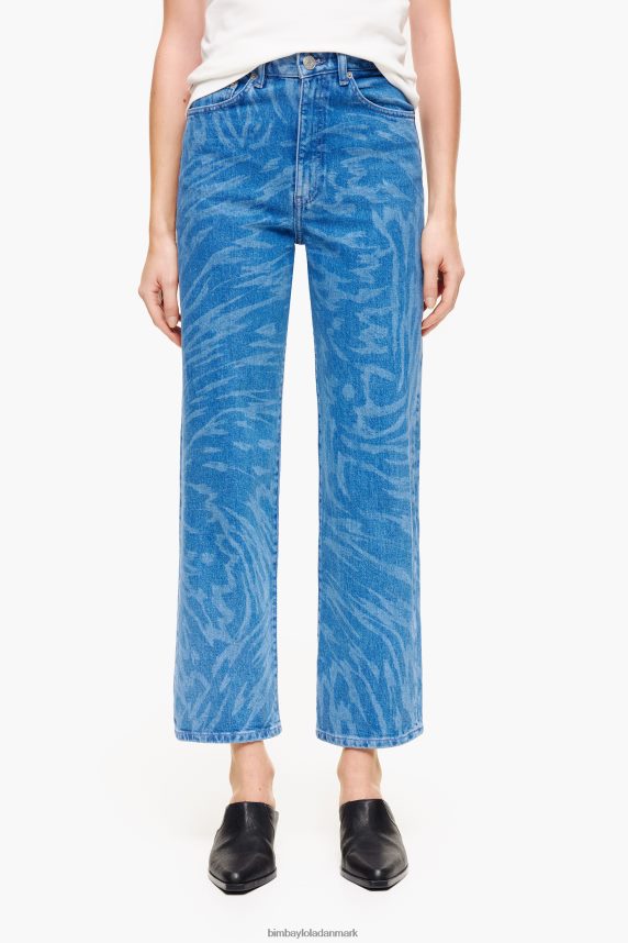 Bimba Y Lola straight cropped jeans med sommerfuglevingeprint 46TD4J452blå