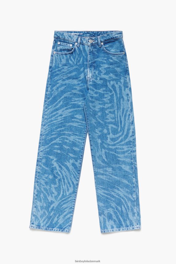 Bimba Y Lola straight cropped jeans med sommerfuglevingeprint 46TD4J452blå