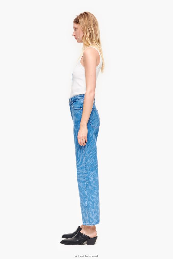Bimba Y Lola straight cropped jeans med sommerfuglevingeprint 46TD4J534blå