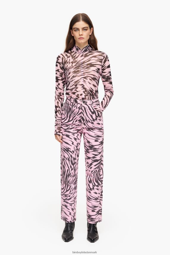 Bimba Y Lola straight cropped - lige jeans med sommerfuglevingeprint 46TD4J426lyserød