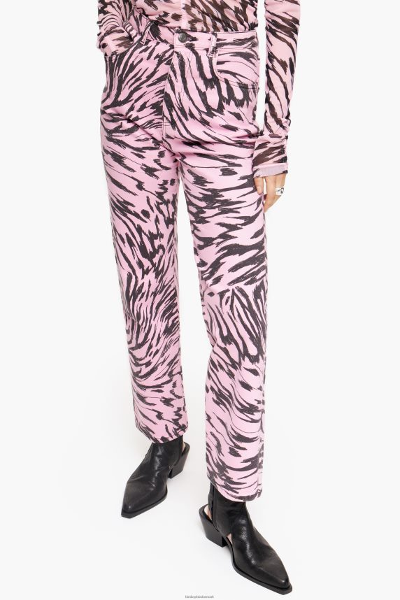 Bimba Y Lola straight cropped - lige jeans med sommerfuglevingeprint 46TD4J537lyserød