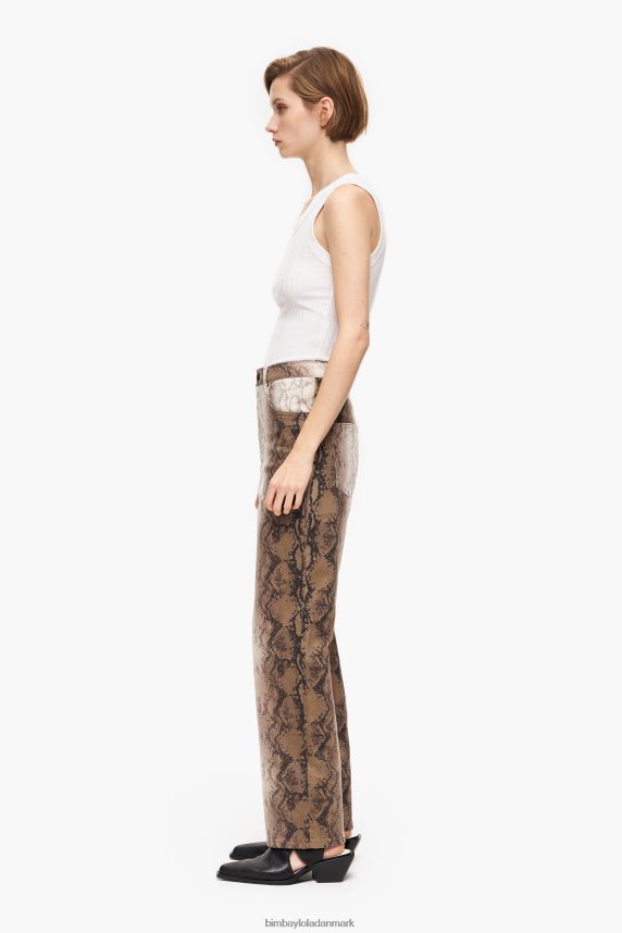Bimba Y Lola straight cropped - python pixel print straight jeans 46TD4J428kaki