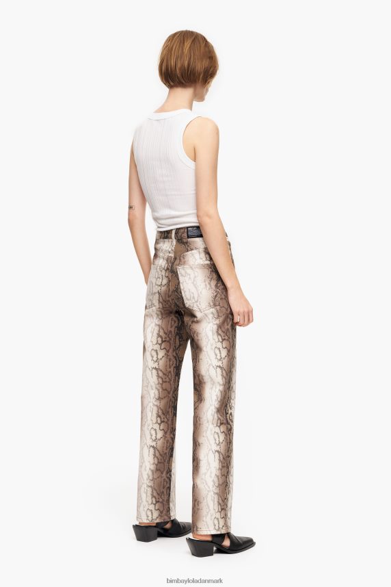Bimba Y Lola straight cropped - python pixel print straight jeans 46TD4J428kaki