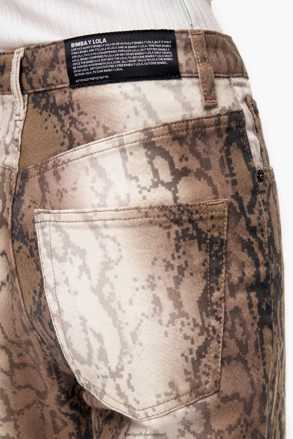 Bimba Y Lola straight cropped - python pixel print straight jeans 46TD4J428kaki