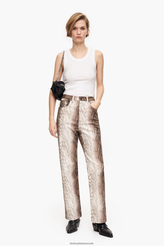 Bimba Y Lola straight cropped - python pixel print straight jeans 46TD4J538kaki