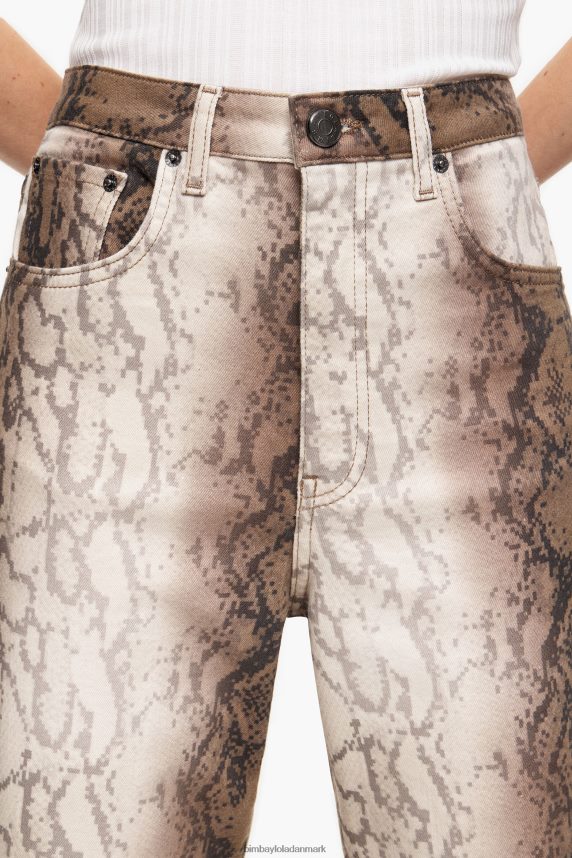 Bimba Y Lola straight cropped - python pixel print straight jeans 46TD4J538kaki