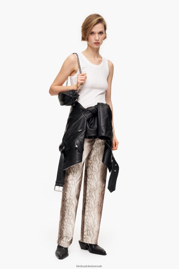 Bimba Y Lola straight cropped - python pixel print straight jeans 46TD4J538kaki