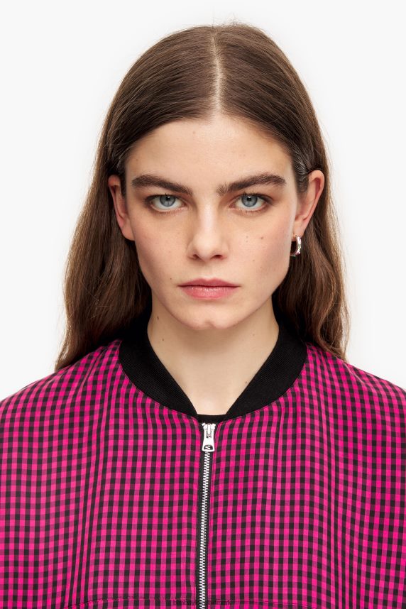 Bimba Y Lola gingham cupro bomberjakke 46TD4J471fuchsia