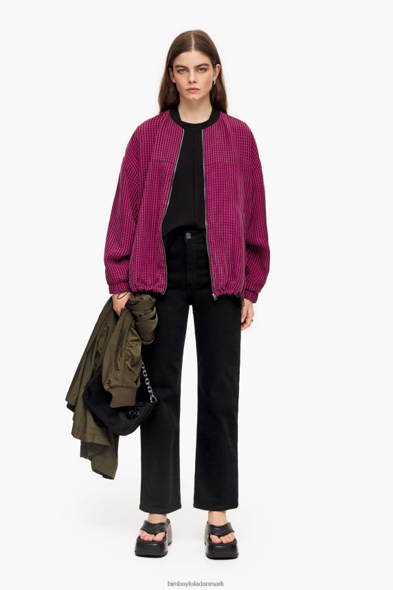 Bimba Y Lola gingham cupro bomberjakke 46TD4J471fuchsia