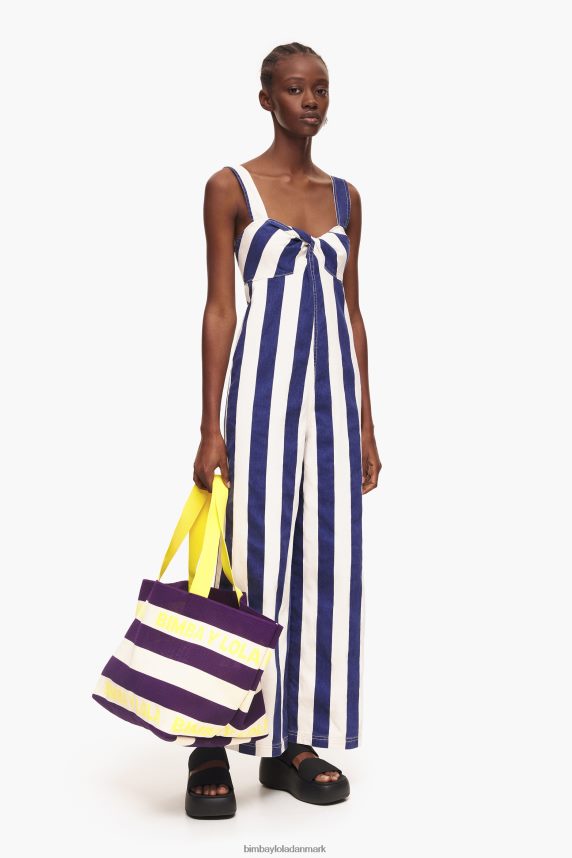 Bimba Y Lola denim stribet jumpsuit 46TD4J212blå