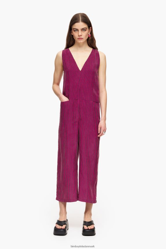 Bimba Y Lola flydende gingham jumpsuit 46TD4J242fuchsia