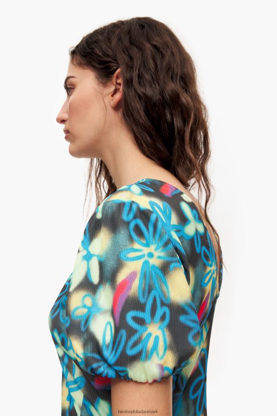 Bimba Y Lola flydende midikjole med blomsterprint 46TD4J232graffiti