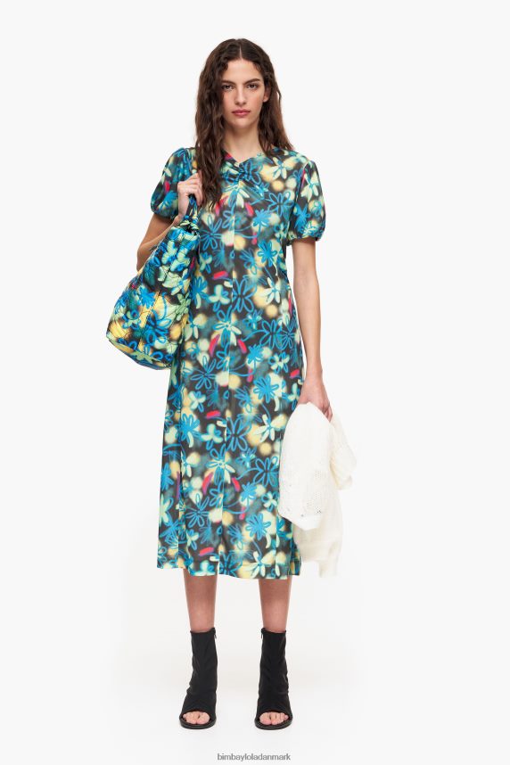 Bimba Y Lola flydende midikjole med blomsterprint 46TD4J232graffiti