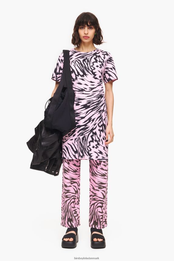 Bimba Y Lola kort tofarvet sommerfuglekjole 46TD4J219lyserød