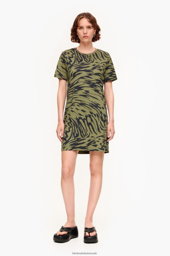 Bimba Y Lola kort tofarvet sommerfuglekjole 46TD4J220kaki