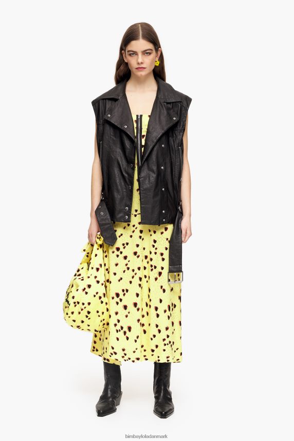 Bimba Y Lola midikjole med små hjerter print 46TD4J222gul